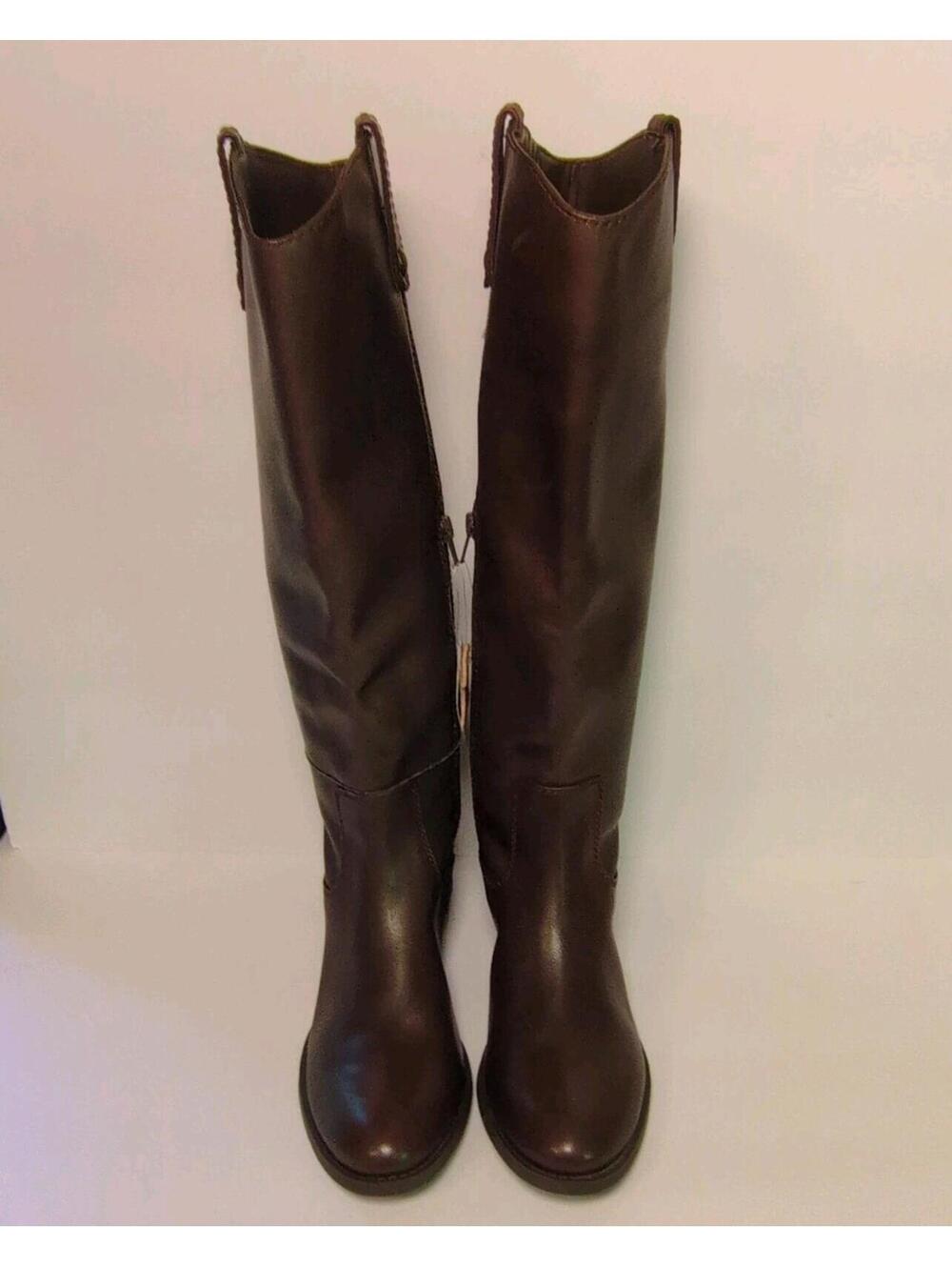 I.N.C. International Concepts INC Brown Leather Wide  Calf Knee High Boot W 9.5